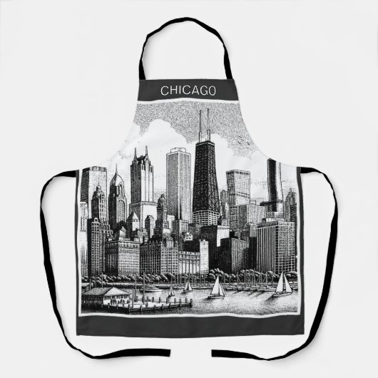 Chicago Schwarz-weiß Schürze (Vorderseite)