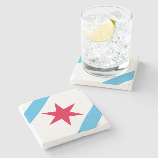 Chicago Sechsstern Steinuntersetzer (Seitenansicht)