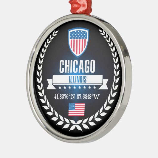 Chicago Silbernes Ornament (Links)