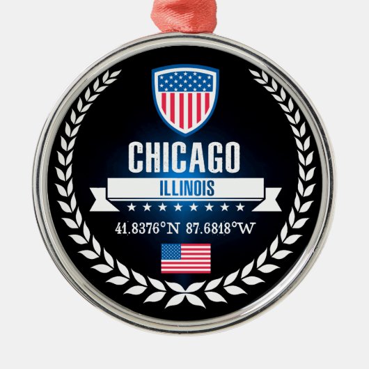 Chicago Silbernes Ornament (Vorne)