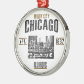 Chicago Silbernes Ornament (Links)