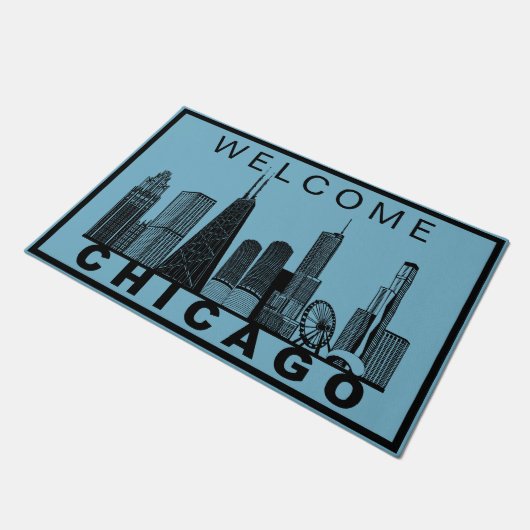 Chicago-Silhouette  Fußmatte (Schrägansicht)