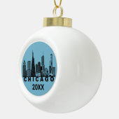 Chicago-Silhouette Keramik Kugel-Ornament (Rechts)