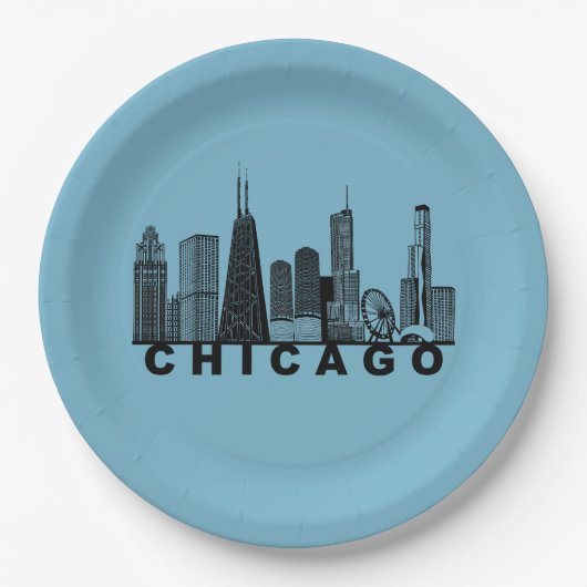 Chicago-Silhouette  Pappteller (Vorderseite)