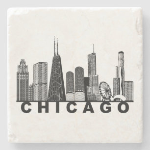 Chicago-Silhouette Steinuntersetzer