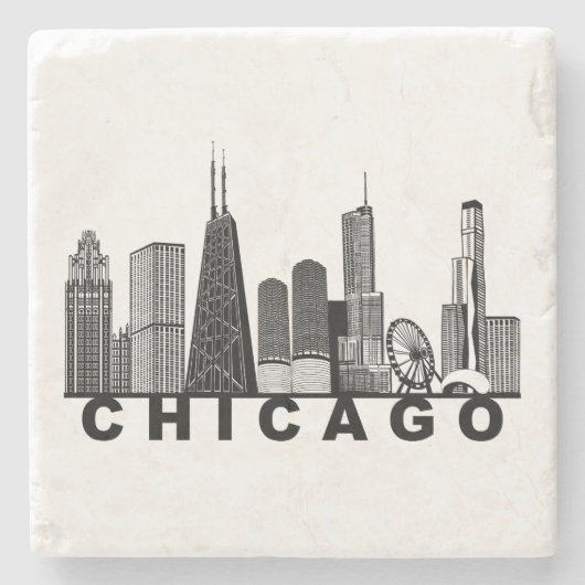 Chicago-Silhouette Steinuntersetzer (Vorderseite)