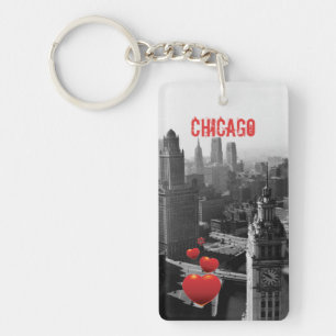 Chicago Skyline1930er Jahre aus der Vogelperspekti Schlüsselanhänger