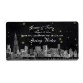 Chicago Skyline #2 Black Gold Star H Wasserflasche (Vorne)