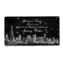 Chicago Skyline #2 Black Gold Star H Wasserflasche