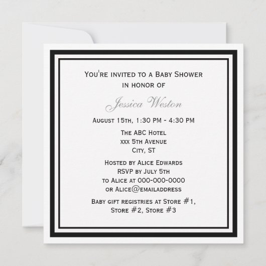 Chicago Skyline #2 Etched Gerahmt Baby Shower Einladung (Rückseite)