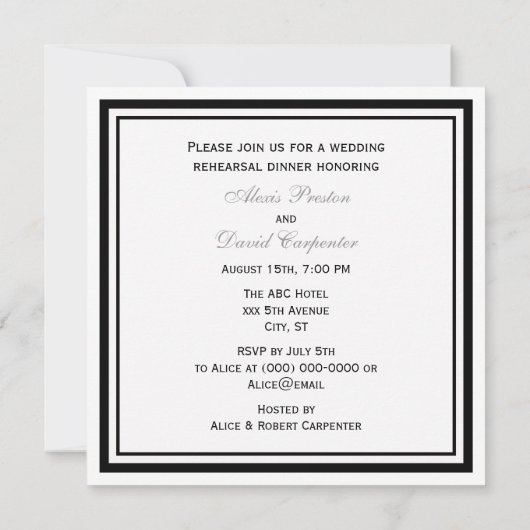 Chicago Skyline #2 Etched Gerahmt Probe Dinner Einladung (Rückseite)