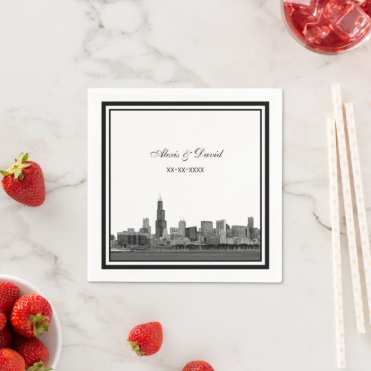 Chicago Skyline #2 Etched Gerahmt Wedding Serviette (Beispiel)