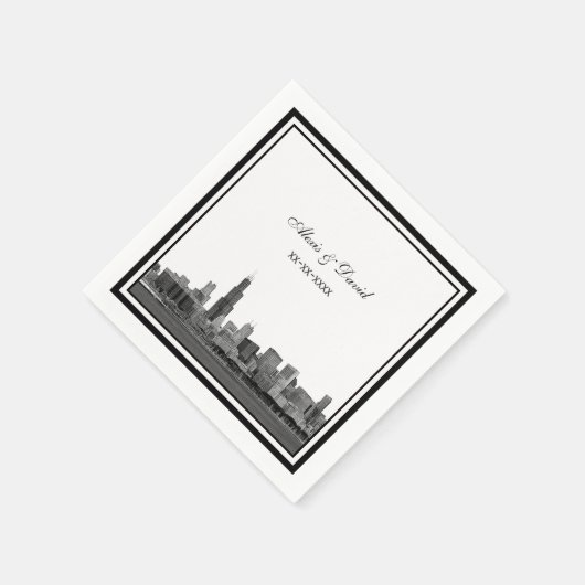 Chicago Skyline #2 Etched Gerahmt Wedding Serviette (Ecke)