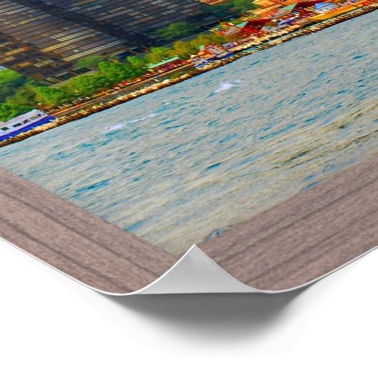 Chicago Skyline 4 Panel Wood Window Poster (Ecke)