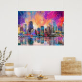 Chicago Skyline Abstrakt Art Poster (Küche)