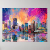Chicago Skyline Abstrakt Art Poster (Vorne)