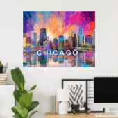 Chicago Skyline Abstrakt Art Poster (Heimbüro)