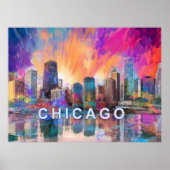 Chicago Skyline Abstrakt Art Poster (Vorne)