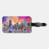 Chicago Skyline Abstrakte Kunst Gepäckanhänger (Rückseite horizontal)