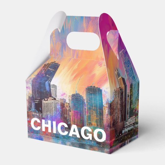 Chicago Skyline Abstrakte Kunst Geschenkschachtel (Vorderseite)