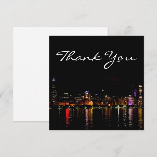 Chicago Skyline am Abend Dankeschön Karte (Vorne/Hinten)