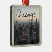 Chicago-Skyline am Sonnenuntergang Ornament Aus Metall (Rechts)