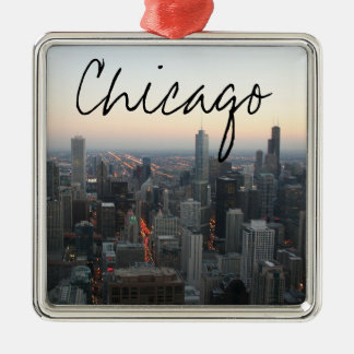 Chicago-Skyline am Sonnenuntergang Ornament Aus Metall