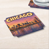 Chicago skyline and Lake Michigan in the evening Untersetzer (angewinkelt)