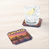 Chicago skyline and Lake Michigan in the evening Untersetzer (Vor Ort)