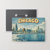 Chicago skyline and Lake Michigan in winter  Button (Vorderseite/Rückseite)