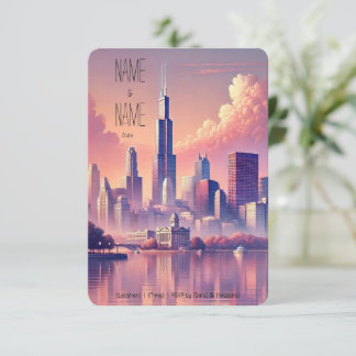 Chicago-Skyline-Antwortkarte RSVP Karte