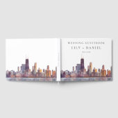Chicago Skyline Aquarell-Hochzeit Gästebuch (Voll)