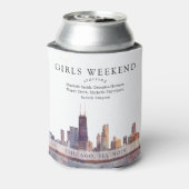 Chicago Skyline Aquarell Mädchen-Wochenende Dosenkühler (Kanne Rückseite)