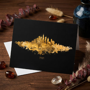 Chicago-Skyline Aquarell Orange Stadtlandschaft Ku Dankeskarte