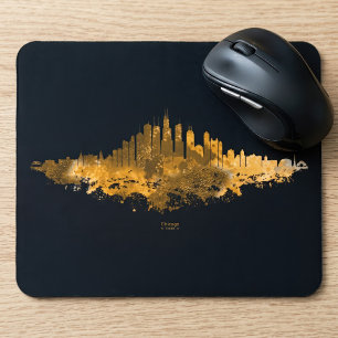 Chicago-Skyline Aquarell Orange Stadtlandschaft Ku Mousepad