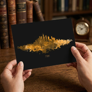 Chicago-Skyline Aquarell Orange Stadtlandschaft Ku Postkarte