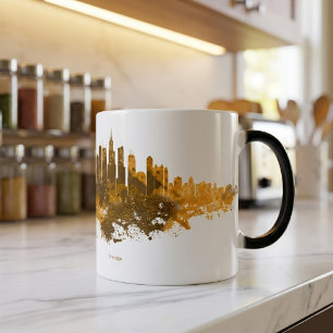 Chicago-Skyline Aquarell Orange Stadtlandschaft Ku Verwandlungstasse