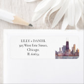Chicago Skyline Aquarell Rücksendeadresse (Insitu)