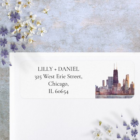 Chicago Skyline Aquarell Rücksendeadresse