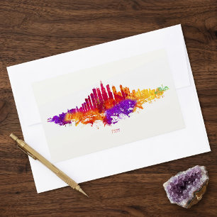 Chicago-Skyline-Aquarellkunst auf weißem Hintergru Rechteckiger Aufkleber