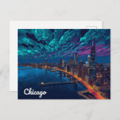 Chicago Skyline at Twilight Postkarte (Vorne/Hinten)