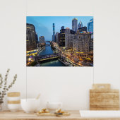 Chicago Skyline bei Dämmerung River View Poster Dr (Küche)