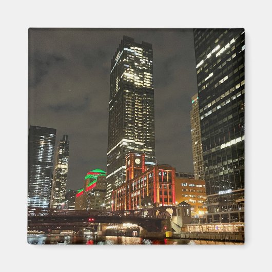 Chicago Skyline bei Nacht Magnet (Vorne)