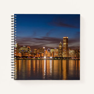 Chicago Skyline bei Nacht Notizblock