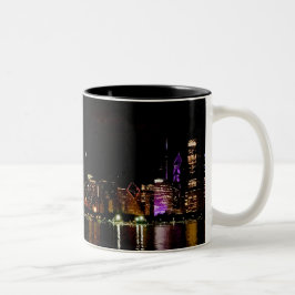 Chicago Skyline bei Night Two Tone Coffee Tasse