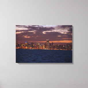 Chicago Skyline bei Sonnenuntergang Leinwanddruck