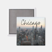 Chicago Skyline bei Sunset Magnet (Vorderseite/Rückseite)
