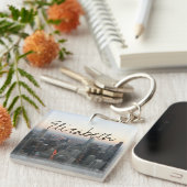 Chicago Skyline bei Sunset mit einem Namen Schlüsselanhänger (Vorderseite rechts)