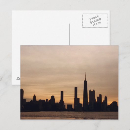 Chicago Skyline bei Sunset Postkarte (Vorne/Hinten)