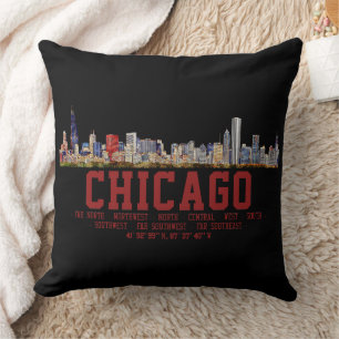 Chicago Skyline. Bereichsnamen und Koordinaten Kissen